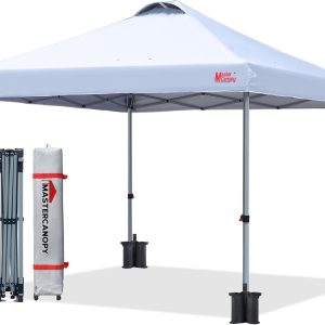 MASTERCANOPY Durable Pop-up Canopy Tent with Roller Bag (10x10, White)