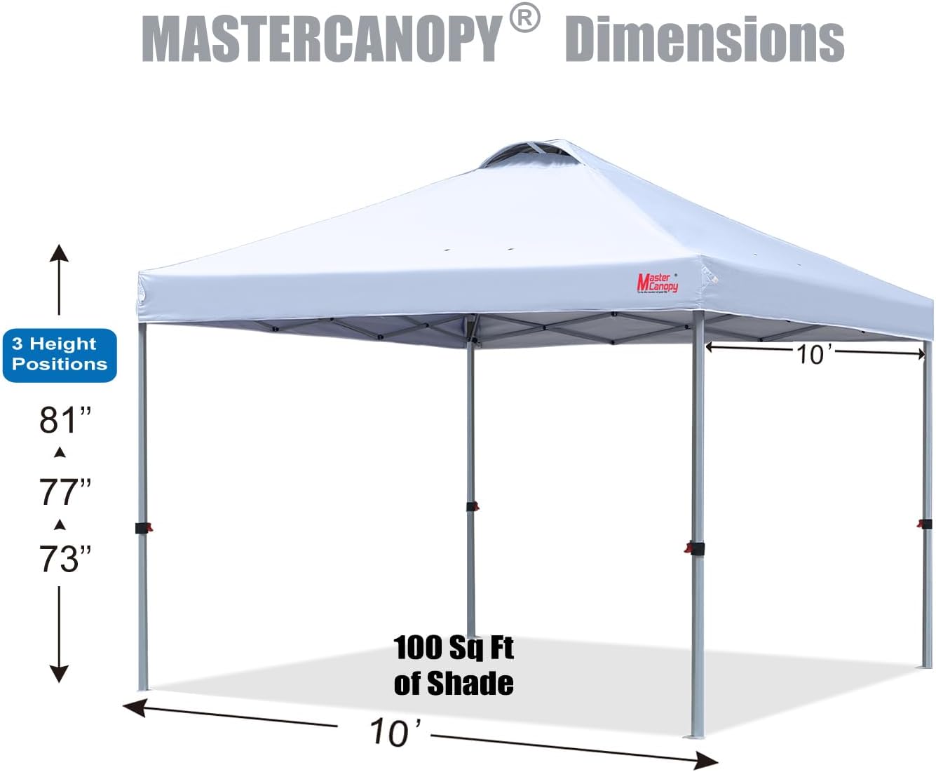 MASTERCANOPY Durable Pop-up Canopy Tent with Roller Bag (10x10, White) - Image 2